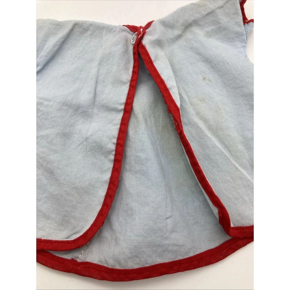 Vintage 1960's Doll Dress Blue Red White Cotton Snap Closure